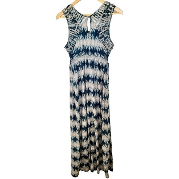 Charlie Jade Sleeveless Lightweight Blue Smocked Cut Out Maxi Dress. Small. - Picture 3 of 9